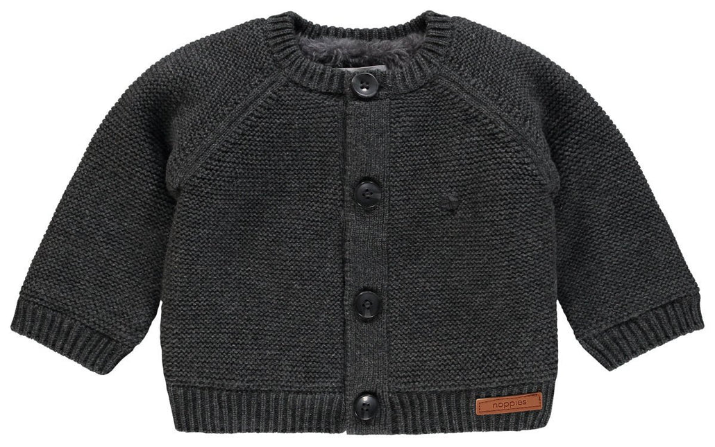 Noppies Baby Vestje Gebreid Dani Teddy Voering Dark Grey Melange - Noppies - Babywinkel - 8719788193539
