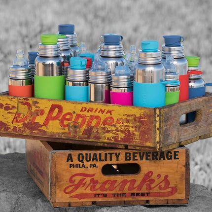 Pura Drinkfles Rvs 325 Ml + Silicone Tuitspeen + Silicone Reisdop + Blauwe Bumper - Pura - Babywinkel - 858312007800