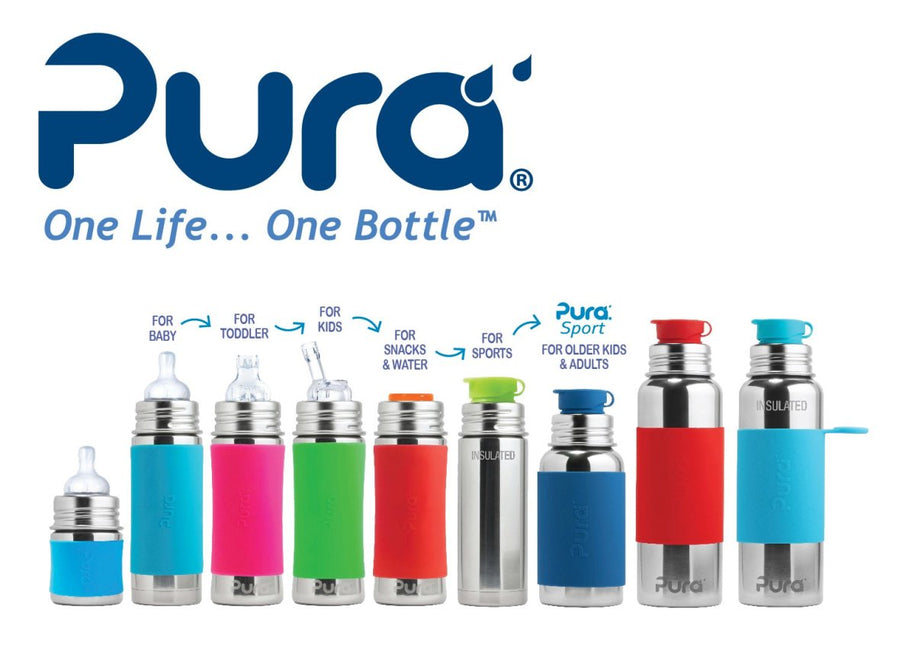 Pura Drinkfles Rvs 325 Ml + Silicone Tuitspeen + Silicone Reisdop + Unicorn Sleeve - Pura - Babywinkel - 850038571221