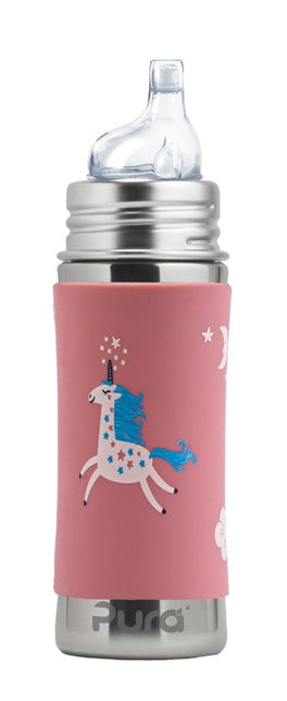 Pura Drinkfles Rvs 325 Ml + Silicone Tuitspeen + Silicone Reisdop + Unicorn Sleeve - Pura - Babywinkel - 850038571221
