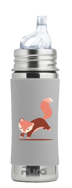 Pura Drinkfles Rvs 325 Ml + Silicone Tuitspeen + Silicone Reisdop + Vos Sleeve - Pura - Babywinkel - 858312007626