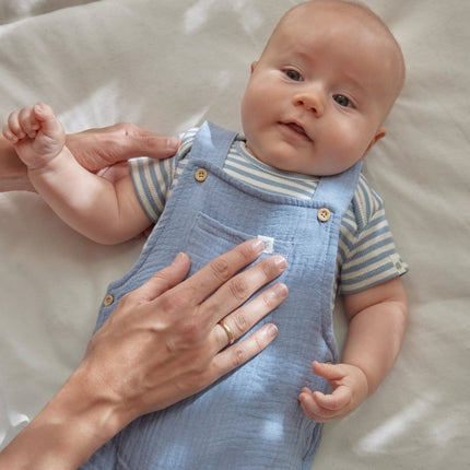 Romper korte mouw blauw Stone Blue stripe koop je bij Babywinkel