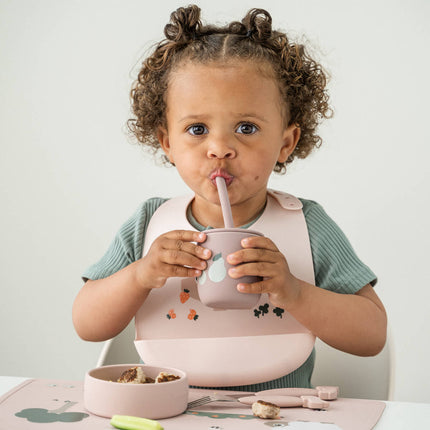 Silicone straw cup 2 - pack Tiny farm Roze koop je bij Babywinkel