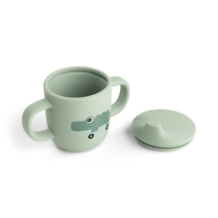 Siliconen drinkbeker met tuit en handvatten Playground Green koop je bij Babywinkel