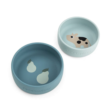 Siliconen kommen set 2 stuks Dotti Blue koop je bij Babywinkel