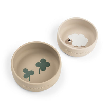Siliconen kommen set 2 stuks Sheepy Sand koop je bij Babywinkel