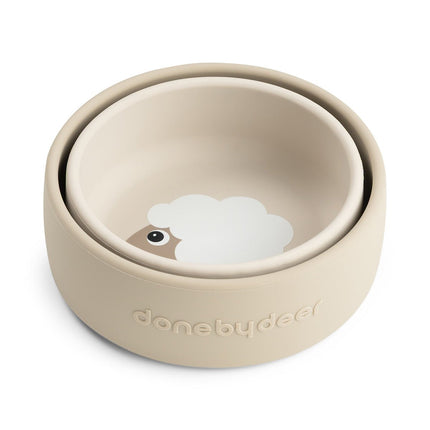 Siliconen kommen set 2 stuks Sheepy Sand koop je bij Babywinkel