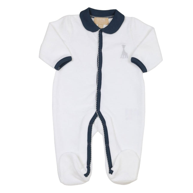 Sophie de Giraf Boxpakje Velours Rib Wit met Blauw Sierkraagje - Sophie de Giraf - Babywinkel - 3701322713339