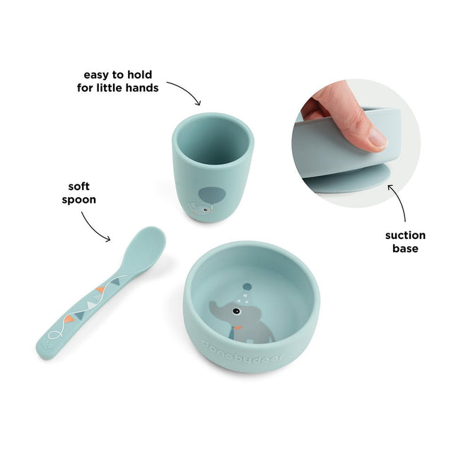 Stick&Stay first meal set Celebration Blue koop je bij Babywinkel