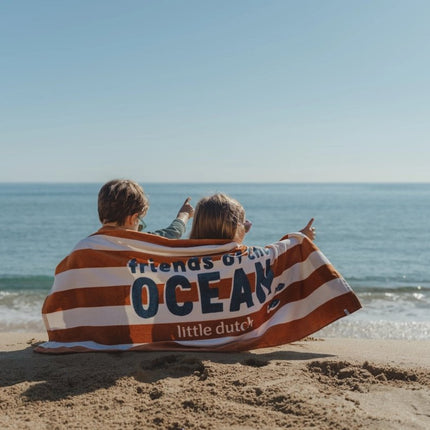 Strand handdoek Ocean world Brown Stripe koop je bij Babywinkel