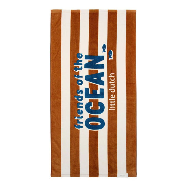 Strand handdoek Ocean world Brown Stripe koop je bij Babywinkel