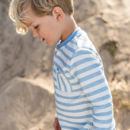 T-shirt lange mouw Steel Blue stripe koop je bij Babywinkel