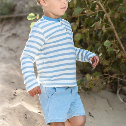 T-shirt lange mouw Steel Blue stripe koop je bij Babywinkel