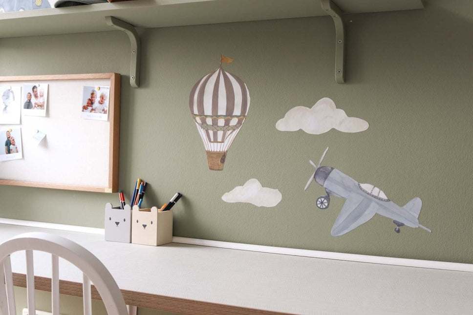 That's Mine Muursticker Retro Airplane Blue koop je bij Babywinkel