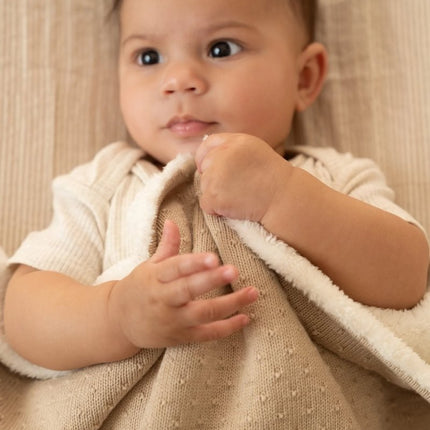 Little Dutch Wiegdeken Pure Soft Beige Gebreid/Fleece koop je bij Babywinkel