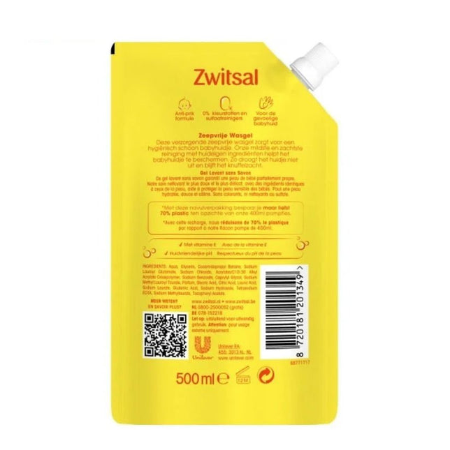 Zwitsal Badschuim Zeepvrij Navul Verpakking 500 ml - Zwitsal - Babywinkel - 8720181201349